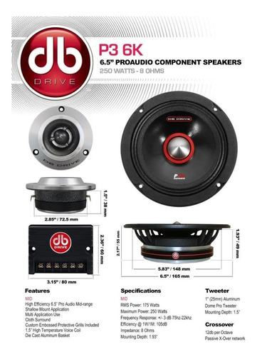 Set De Medios Db Drive P3 6k Open Show 175w Rms 8 Ohms