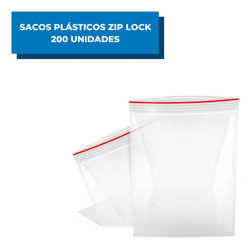 Sacos Plásticos Tipo Ziplock Nº08 17x24cm Com 200 Saquinhos