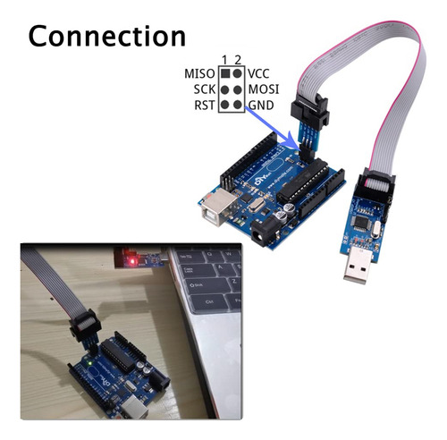 Programador Usbasp Usbisp Asp Isp+adaptador 10 - 6 Pines Atm