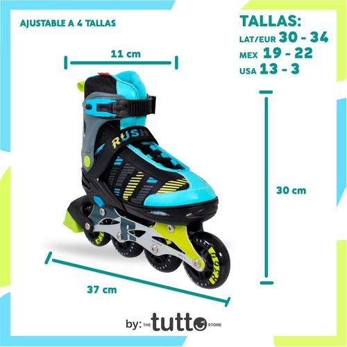Imagen 8 de 9 de Patines En Linea Ajustables Gris Con Azul Rush