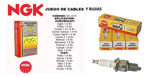 Kit Cables Y Bujias De Encendido Ngk Para Corsa Meriva Fun 