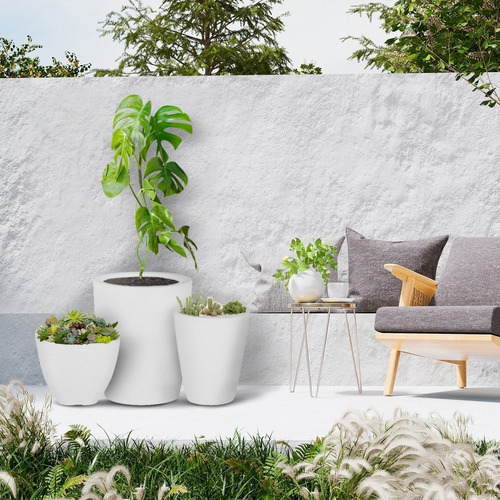 Kit 3 Vaso Polietileno Variados Planta Decoração Jardim Cd40 Cor Vermelho