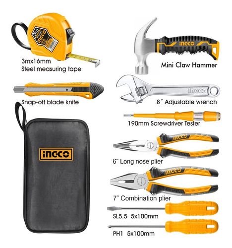 Set De Herramientas Manuales Con 9 Piezas Ingco Hkth10809