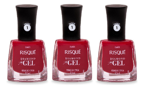 Risque Diamond Gel Vermelho Cereja 9,5ml Kit 3un