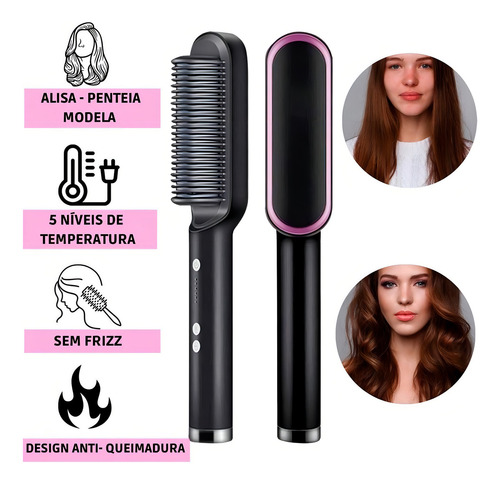 Escova 3 Em 1 Secadora Alisadora Turbo Profissional 110/220v