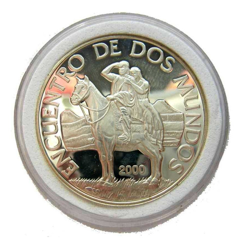 Encuentro De 2 Mundos Hombre Y Caballo Año 2000 Proof Plata.