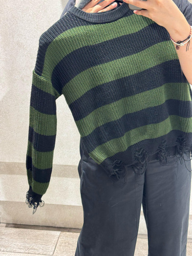 Sweater Rayado Roturas Puños Tejido Dralon Proyecto Uno