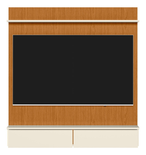 Painel Para Tv Até 42 2 Gavetas Com Closet Wave Albatroz Cor Cinamomo/off White