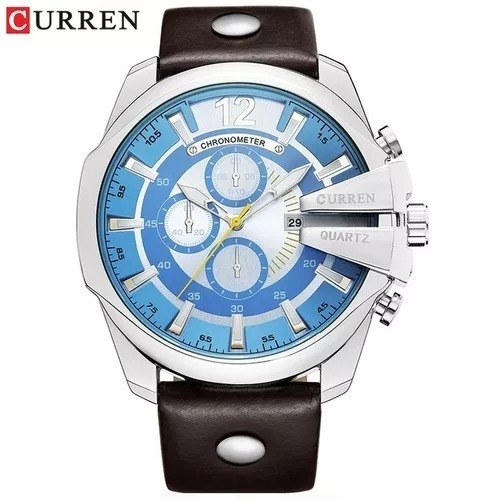 Relógio Masculino Curren 8176 Pulseira De Couro Original.