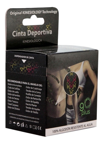 Imagen 3 de 5 de Cinta Kinesiológica Negra Diseño Go Plus 5m