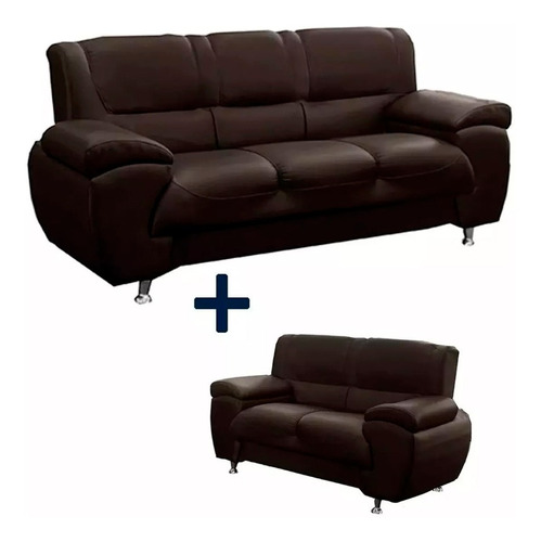 Sillón Juego De Living Ecocuero Fuerte Sofás 3+2 Muebles Web