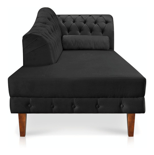 Divã Recamier Capitonê Mônaco 165 Cm Suede Preto - D'rossi