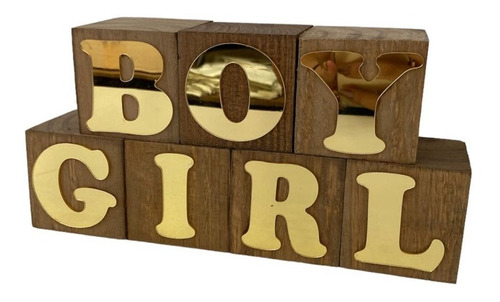 Cubo Decorativo Mesa Boy Girl Pinus 7 Peças