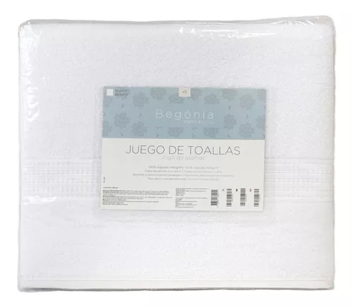 Set 5 Toallas De Baño Grandes - Begônia - 100% Algodón 440 Gr/m² - 140cm X  80cm