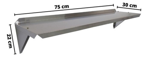 Estante superior de acero inoxidable para cocina industrial 75 x 30 cm