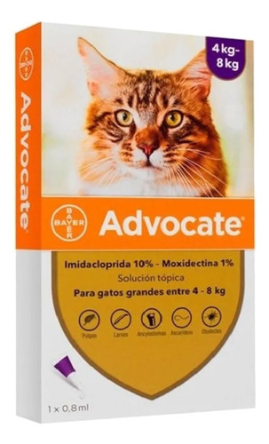 Pipeta antiparasitário para pulga Elanco Advocate Bisnagas para gato de 4kg a 8kg