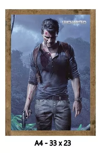 Quadro Uncharted Fora Do Mapa Filme 2022 Pôster C Moldura A3