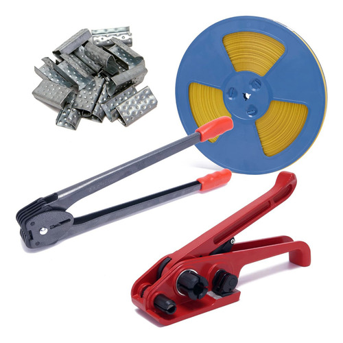 Kit Flejadora Tensadora Selladora Pinza Fleje Manual Plastic