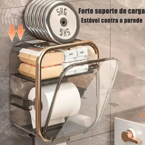 Suporte Porta Papel Higiênico Com Fixação Organização Design