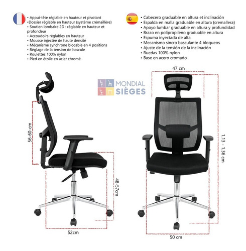 Imagen 5 de 7 de Silla De Oficina Curiti Esp.cremallera-sincro-brazo3d-slider