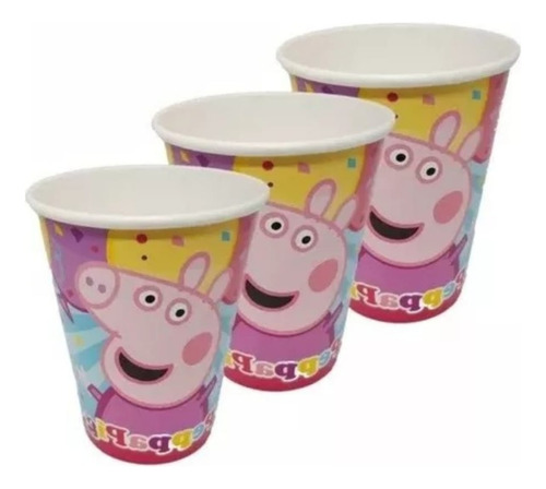 Vasos Peppa Pig Cerdita X8 U. Cotillon Personaje Cumpleaños