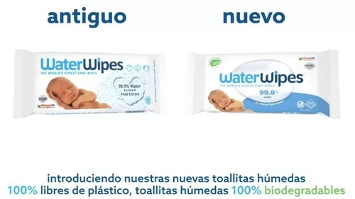 Pack 9 paquetes toallitas húmedas de bebé biodegradables, Water Wipes