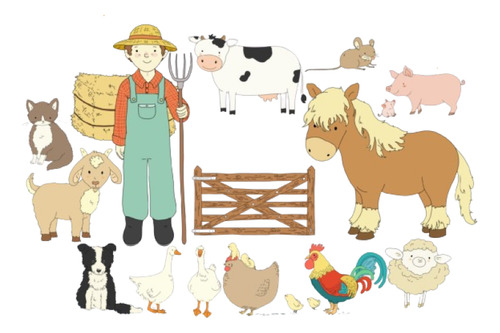 Kit Imágenes Digitales Animalitos Granja Cartoon Farmyard