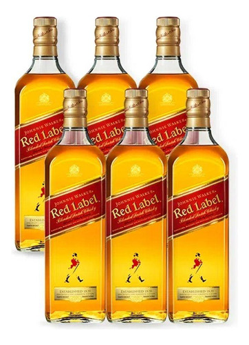 Combo Whisky Johnnie Walker Red Label 1l - 6 Unidades