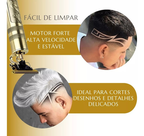 Máquina De Cortar Cabelo Fazer Barba Acabamento Dragão Dourado-escuro