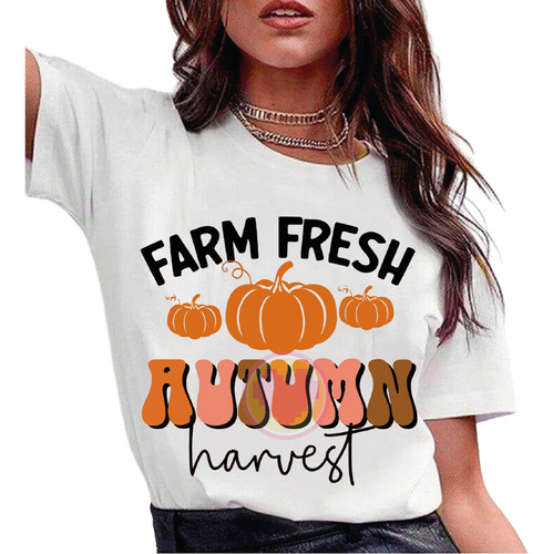 Playera Para Granjera Granja Cosecha De Otoño Fresco M34