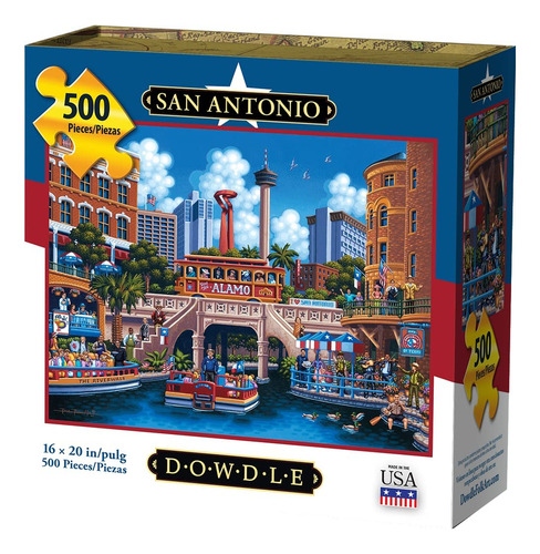 Dowdle Folk Art Jigsaw Puzzle - San Antonio 500 Pc