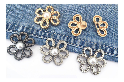 . Jeans Botón Pin Jeans Ajustador De Cintura Botón De Flor