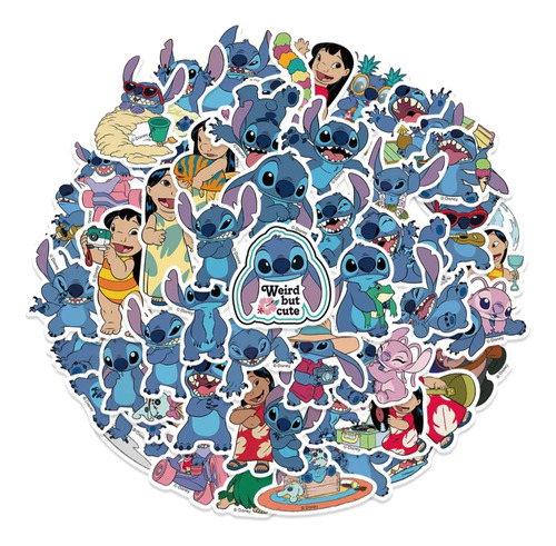 Lilo Y Stich Stikers Pegatinas Calcomanias 50 Pz Inpermeable