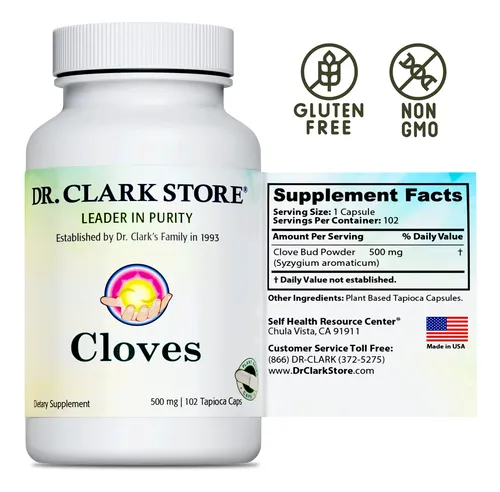 Suplemento Dr. Clark Store De Clavo Vegetariano, 500 Mg, 102 Cápsulas