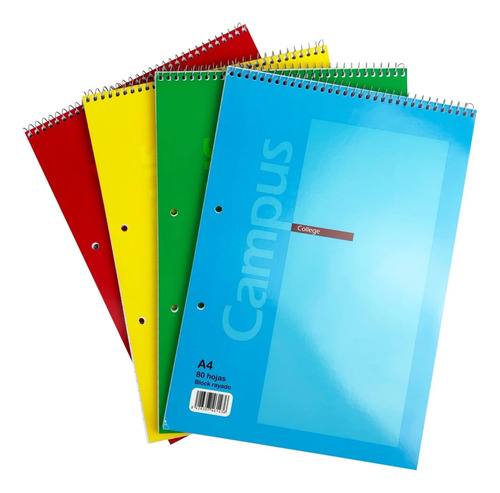 Block Campus Rayado A4 80 Hojas 29,7 X 21 Cm Escolar