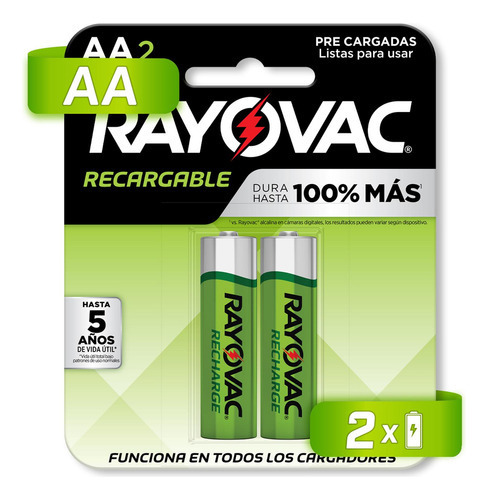 rayovac recargable aa 1350mah - pack x 2 unidades