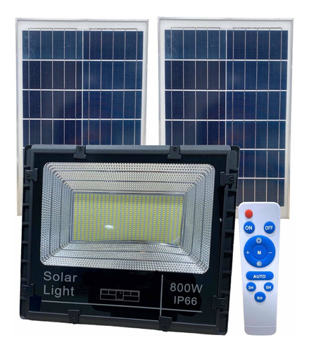 Reflector Led Solar 800w Luz Blanca Doble Panel C/control Re