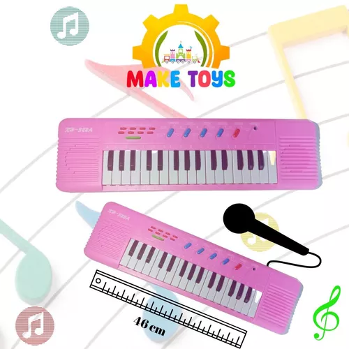 Piano Teclado Musical Infantil Rosa Teclas Brinquedo para Bebê