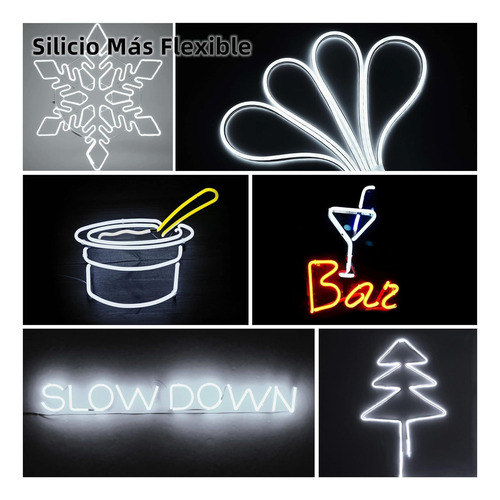 Tiras De Led Neón Luz Flexible Unicolor 5 Metros Cortar 12v Blanco Frío