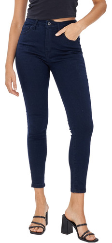 Jeans Chupin Azul De Mujer Elastizado Lavanta Cola Tiro Alto