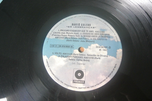 Lp Bartô Galeno - Só Lembranças - Ler Descrição (Usado)