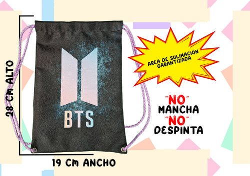 50 Bolsas Mochilita Dulcero Bts Kpop Army Recuerdo Regalo Negro Mochilitas Bts Logo Modelo 1