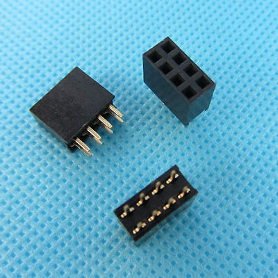 Imagen 4 de 5 de 20pcs 2 X 4 Pin 2,54 P 8 Mm Doble Fila Cabecera Recta Hembra