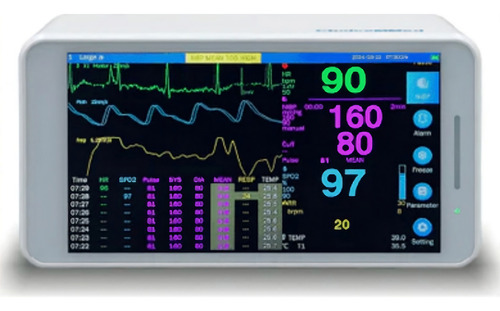 Monitor Veterinario De Signos Vitales Portátil de 5 Parametros NIBP, SpO2, ECG, PR, TEMP Recargable Con Pantalla Touch 5.5 pulgadas - Marca Choisemed