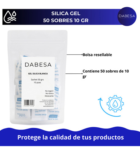 Gel Silica · 50 Sobres De 10grs · Para Humedad