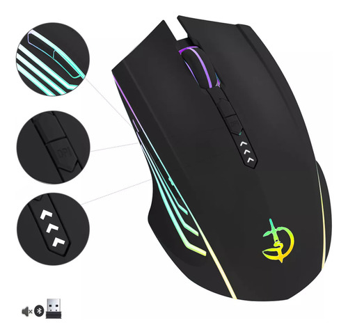 Mouse Sem Fio Bluetooth Recarregável  Gamer Ergonômico 2.4g