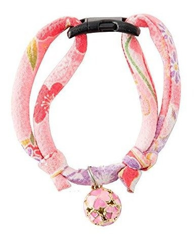 Collar De Gato Necoichi Chirimen Con Campana De Trebol Hech