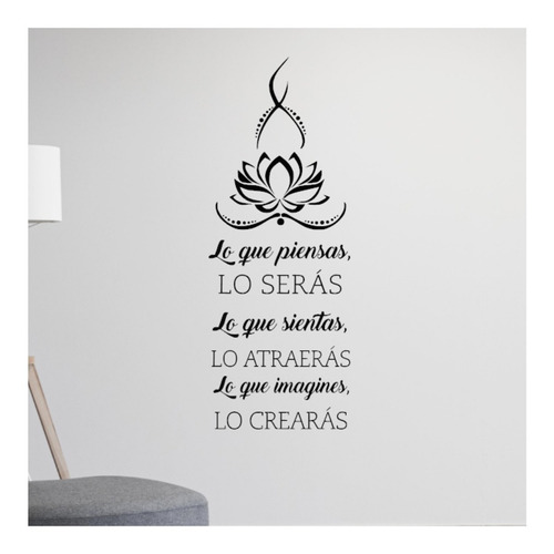 Vinilos Decorativos Pared Buda Flor De Loto Mas Frase Grande