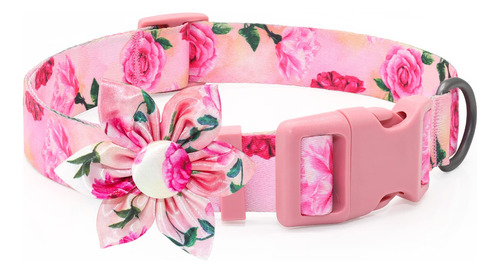 Collar De Perro Rosa Floral Con Corbata De Lazo De Flores Pa