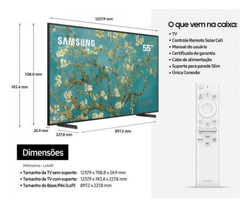 Smart TV de 55" Samsung The Frame QN55LS03BAG con pantalla QLED 4K